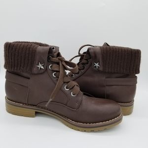 Tommy Hilfiger brown combat boots